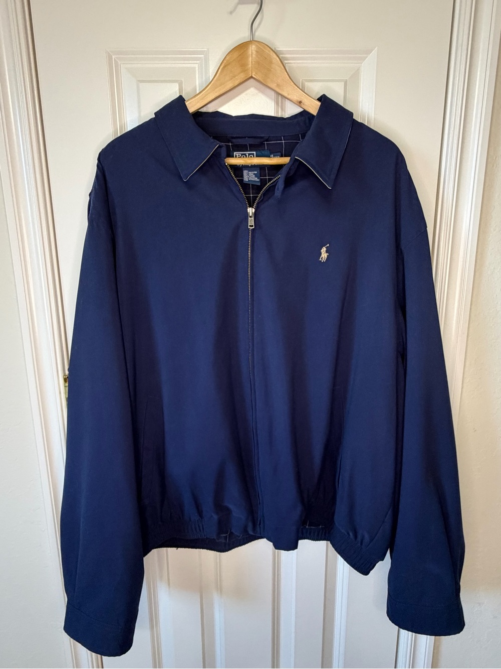 Polo by Ralph Lauren Navy Zip-Front Harrington Jacket with Polo Pony